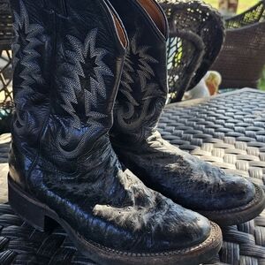 Black Ostrich Boots